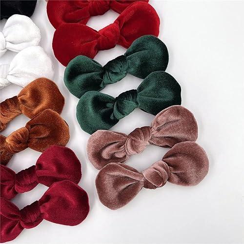 Miniatura 7 de Pinzas para el cabello con lazo de terciopelo redondo para bebés, accesorios para el cabello, pasadores redondos para el cabello (8 pares)