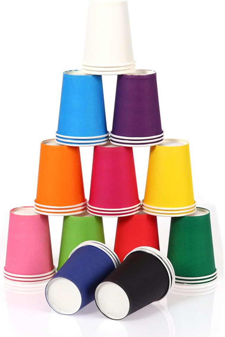 Ghenhon Party Disposable Cups, Paper Cups For ，Weddding & Party Cups 8oz (Multicolor 100pcs) - Image 2