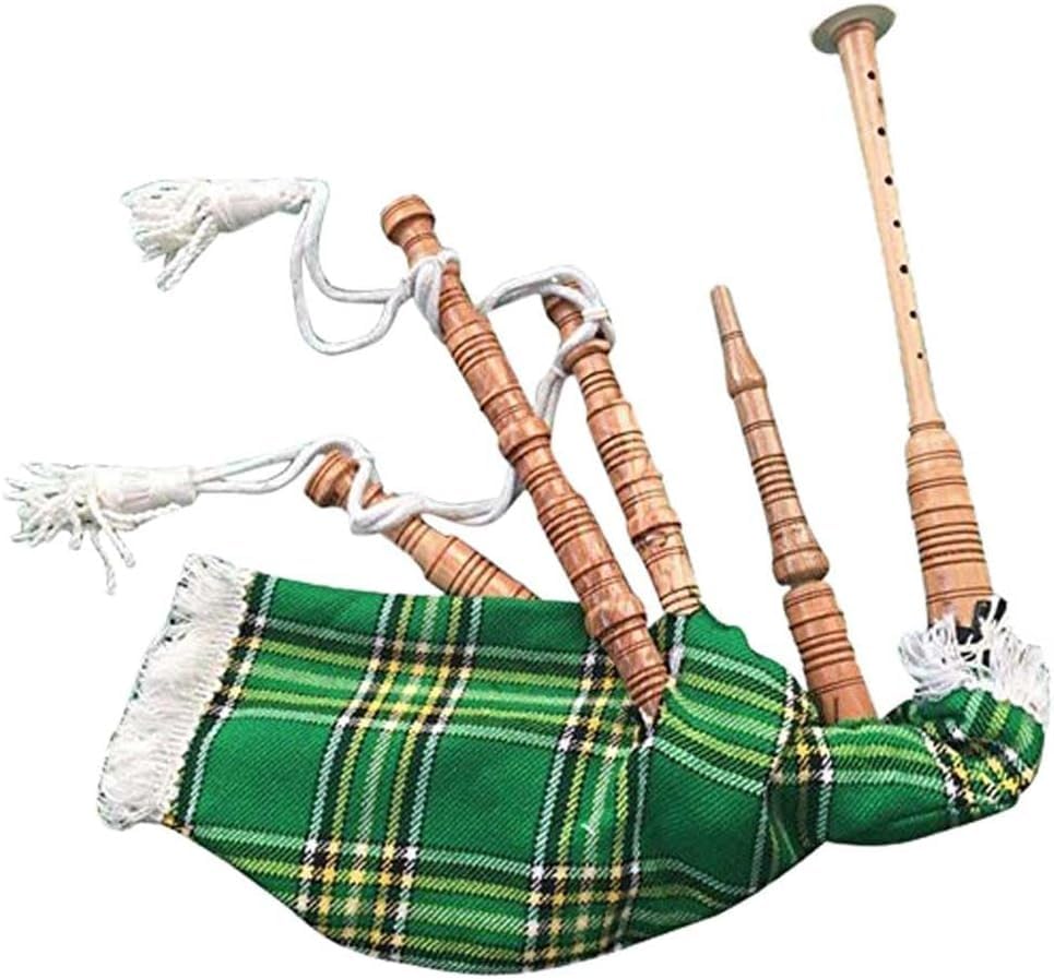 Kids Playable Bagpipes, Junior Size Rosewood Cocus with Mackenzie or Irish Green Tartan Cover