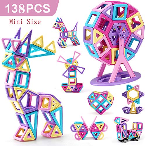 nicknack Magnetico Costruzione Blocchi, Mini Bambini al di sopra di 132 Pezzi Giocattoli magnetici, Giochi per Giocattoli Regalo con Borsa Portatile per 3 4 5 6 Anni Ragazzi e Ragazze