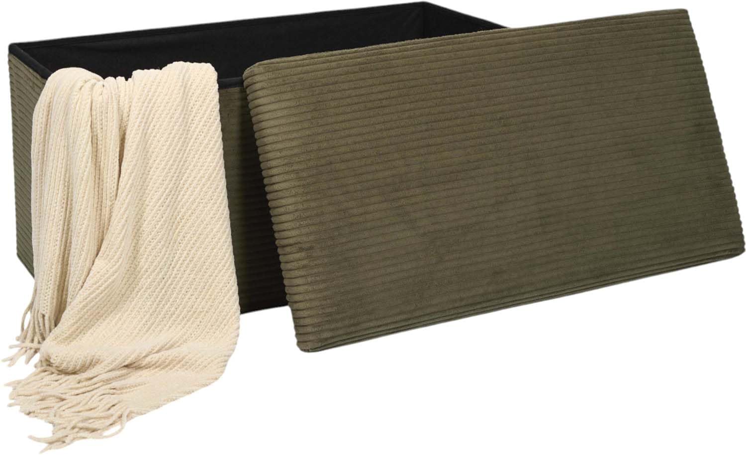 HOME DECO FACTORY Coffre Banc Pliable Côtelé Multifonction Vert