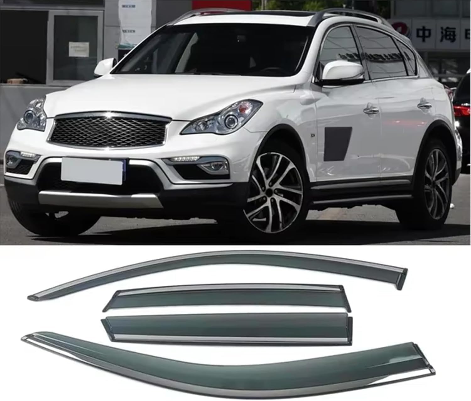 Nwsplmy Normal Wind Deflectors For Infiniti Q50 2013-2019, Rain Guards Window Visors, 4-Piece, Protects Against Fading & Cracks