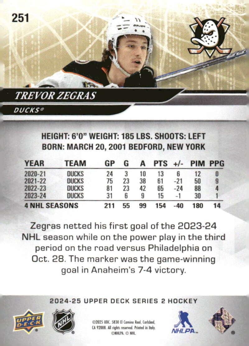 ハイレート‼️ダ・カーポ　デッキ Amazon.com: 2024-25 Upper Deck Series 2 Hockey #251 Trevor Zegras