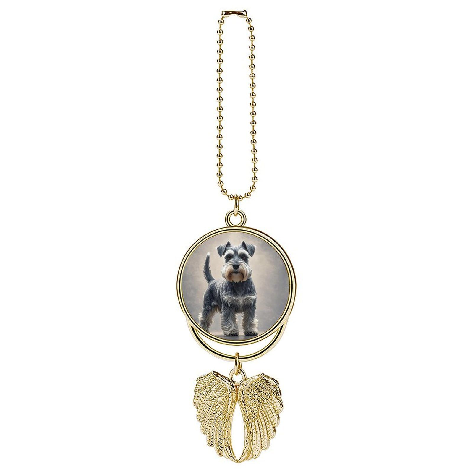 Schnauzer Car Charm Alloy Car Rear View Mirrors Hanging Ornaments Stylish Car Pendant Funny Auto Hanging Accessories Car Hanging Ornaments Gift for Women Men