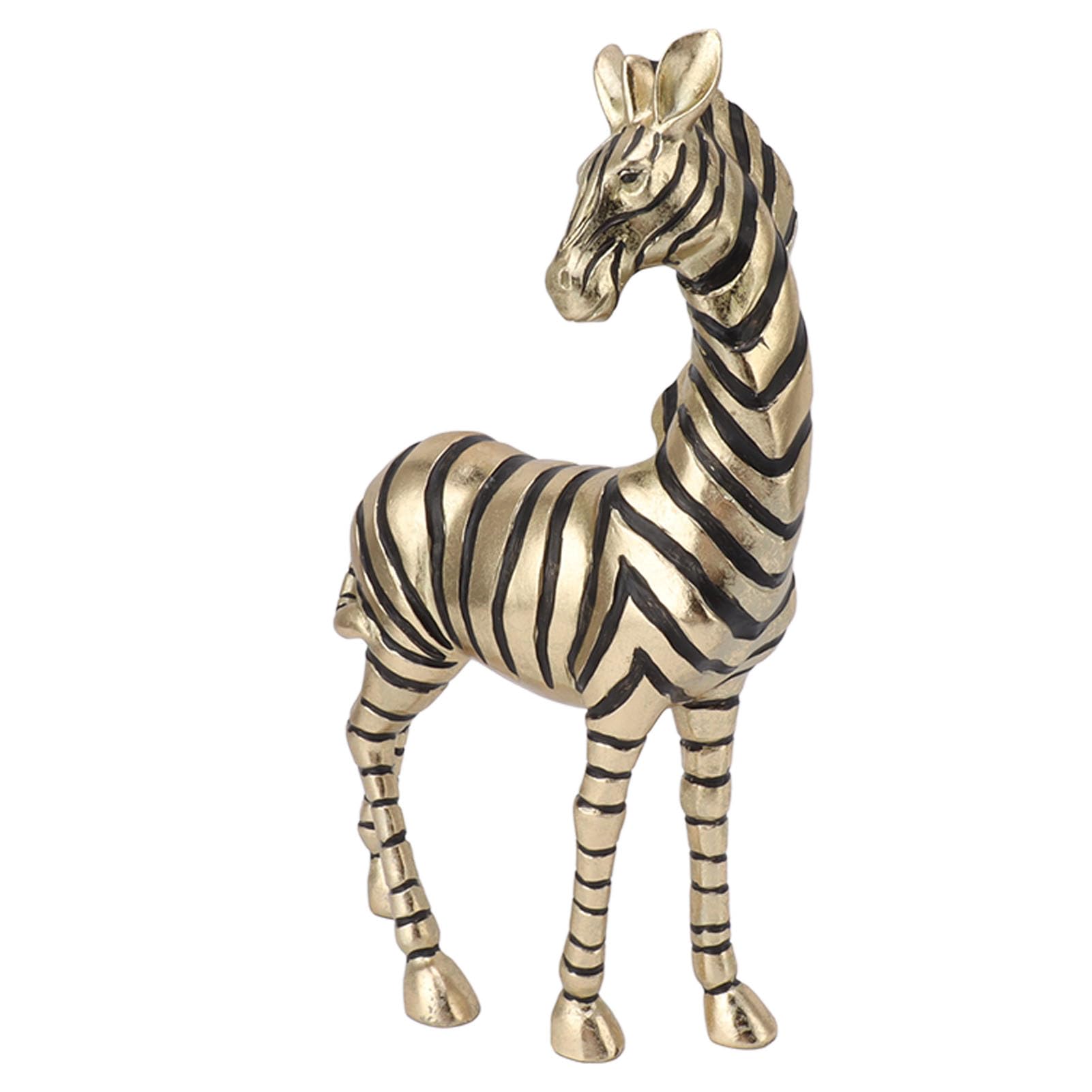 Rengue Escultura de Figura de Cebra, Estatuas de Ojos Animados, Decoración de Escritorio única para Oficina en Casa y Regalo para Amigos Escultura de Figura de Cebra, Resina Dorada con Decoración