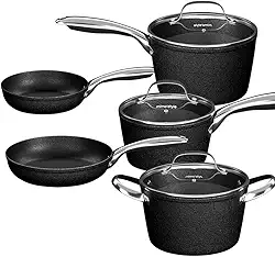 Conjunto de 5 Panelas Mimo Style Black Rock - Ultra Resistente e Durável - Revestida em Titanio