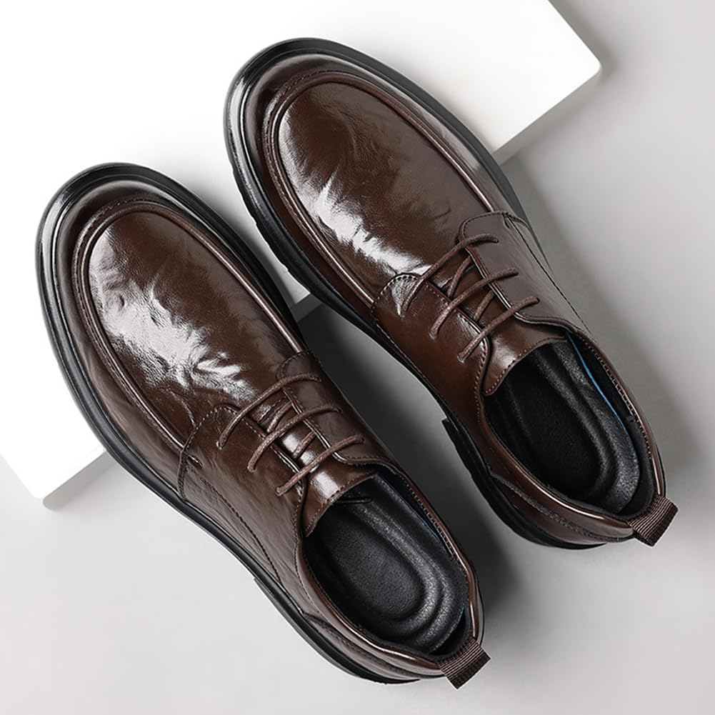Uomo in Pelle Scarpe Eleganti | con Punta Arrotondata, con Lacci, Antiscivolo, Low Top, Party, Cerimonia, ufficio