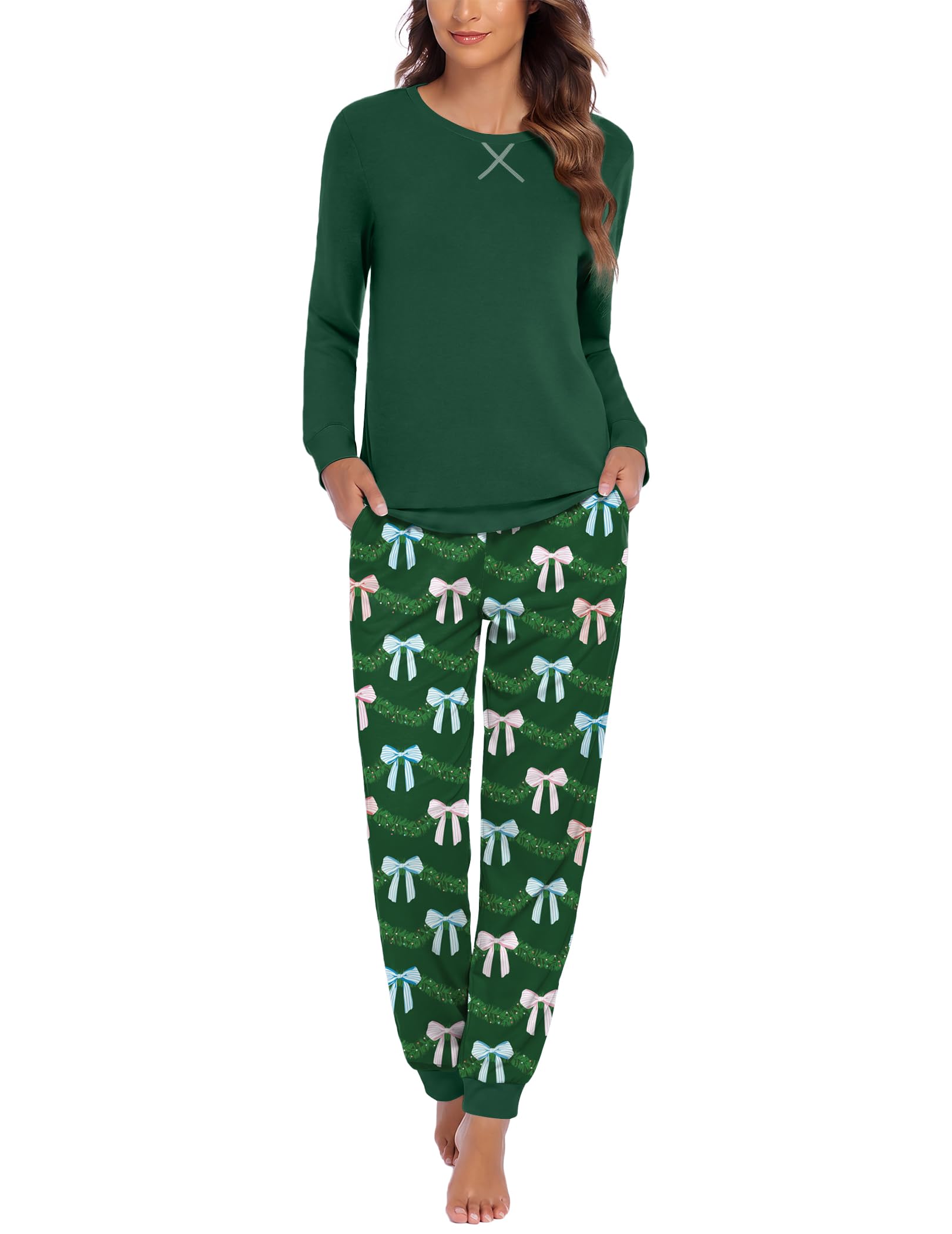 Ekouaer Pajamas for Women Comfy Long Sleeve Jogger Set Lounge Pjs Set