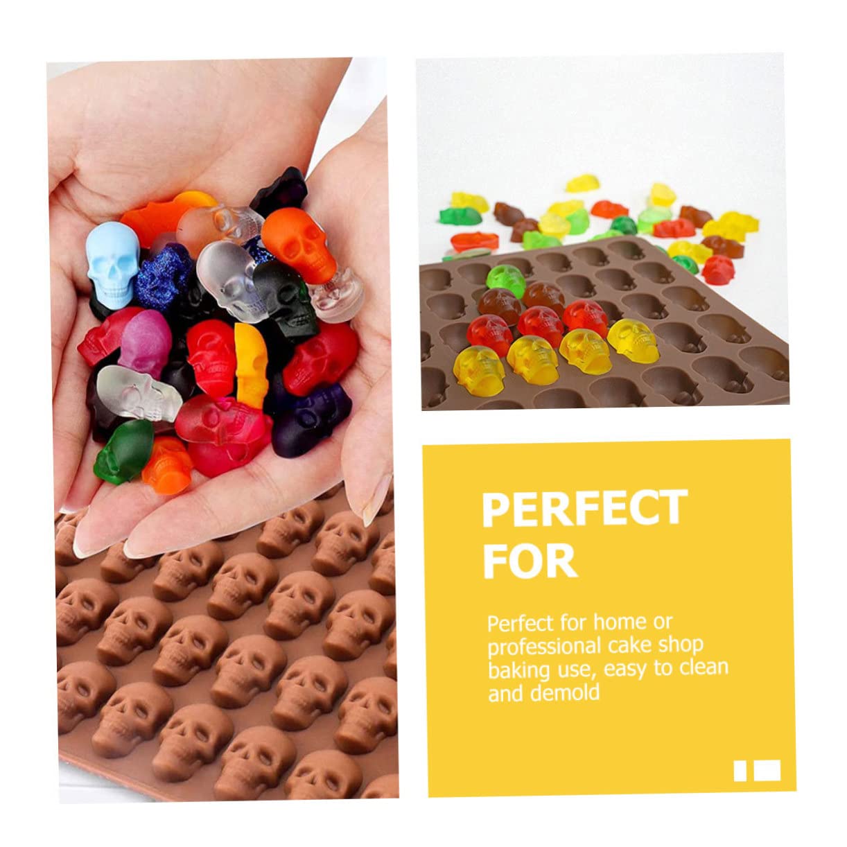 Ciieeo 5 Set stampo del cranio biscotto cioccolato stampo da forno per cioccolato gommoso halloween hallowen arredamento fondente teschio stampini fai da te Gel di silice