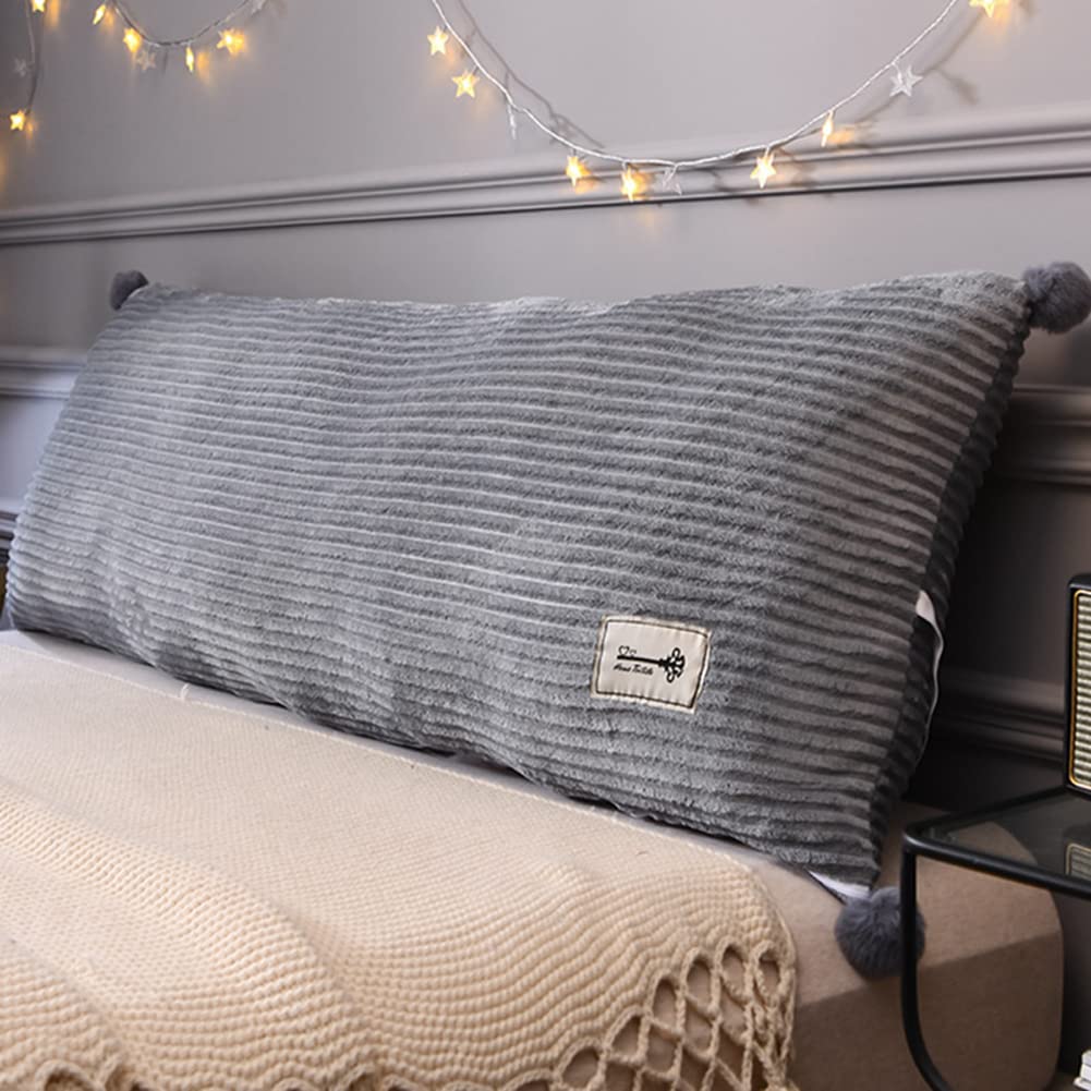 Yur Grey Non-Slip Bedside Backrest Headboard Cushion For Bed/Sofa/Couch With Fixing Ties,Tatami Back Bolster Support Reading Pillow,Removable Cover