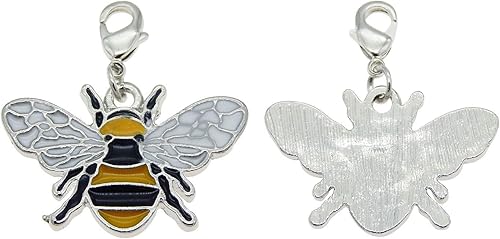 Miniatura 3 de Julie Wang 28 dijes de abejorro esmaltados de plata para joyería, pulsera, collar con cierre de langosta, Metal, No es una piedra preciosa