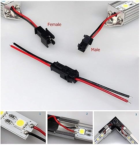 Miniatura 6 de KAITOK 10 pares de cables de conector LED JST SM macho de 2 pines, con 5.9 in de línea larga, 22 AWG, controlador LED, cable conector materno,