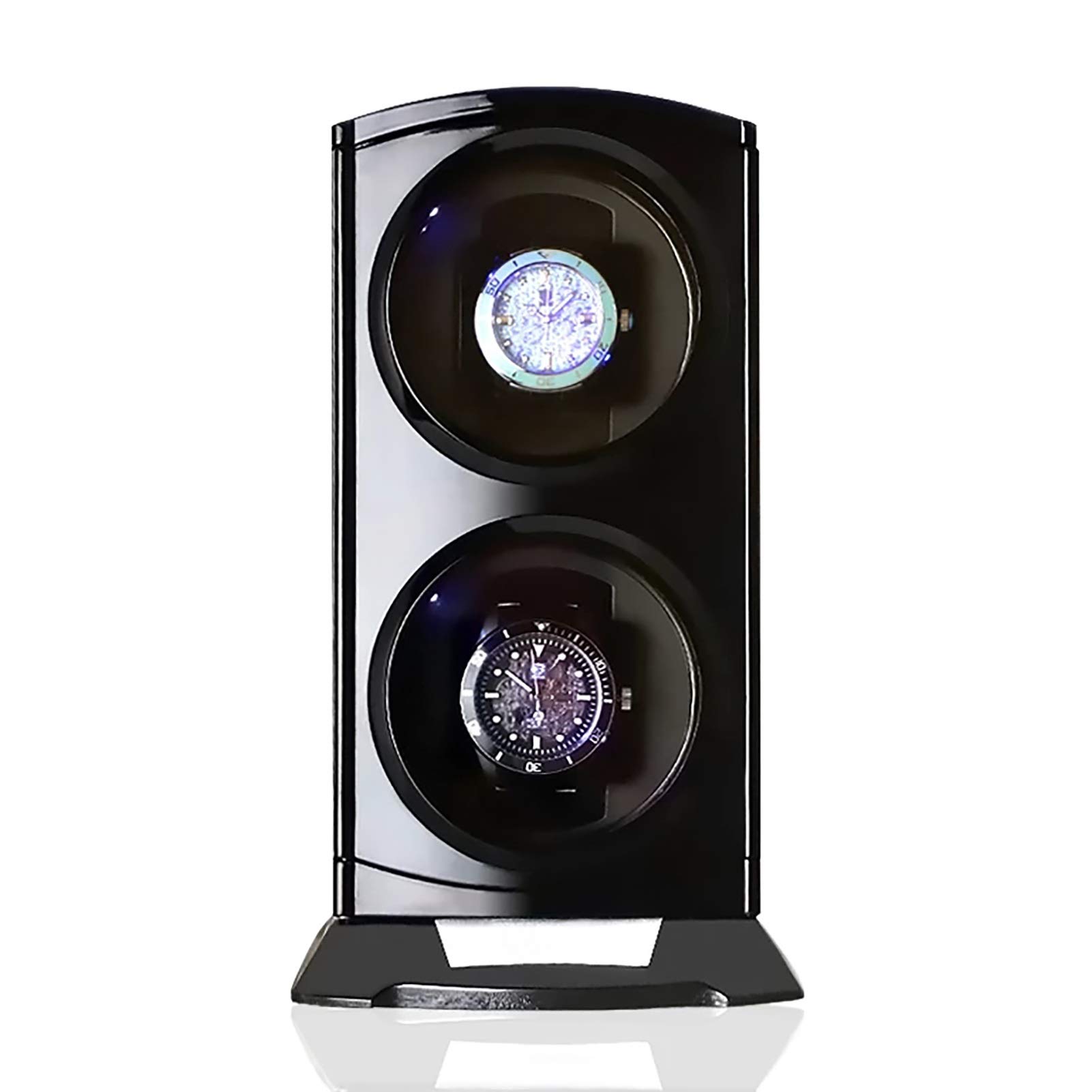 QUSYZD Spinner winding box Watch Winders - Black Double Watch Winder with LED Lights Automatic Mechanical Watch Shaker Luxury Watch Storage Box Jewelry Display Collection Holder,
