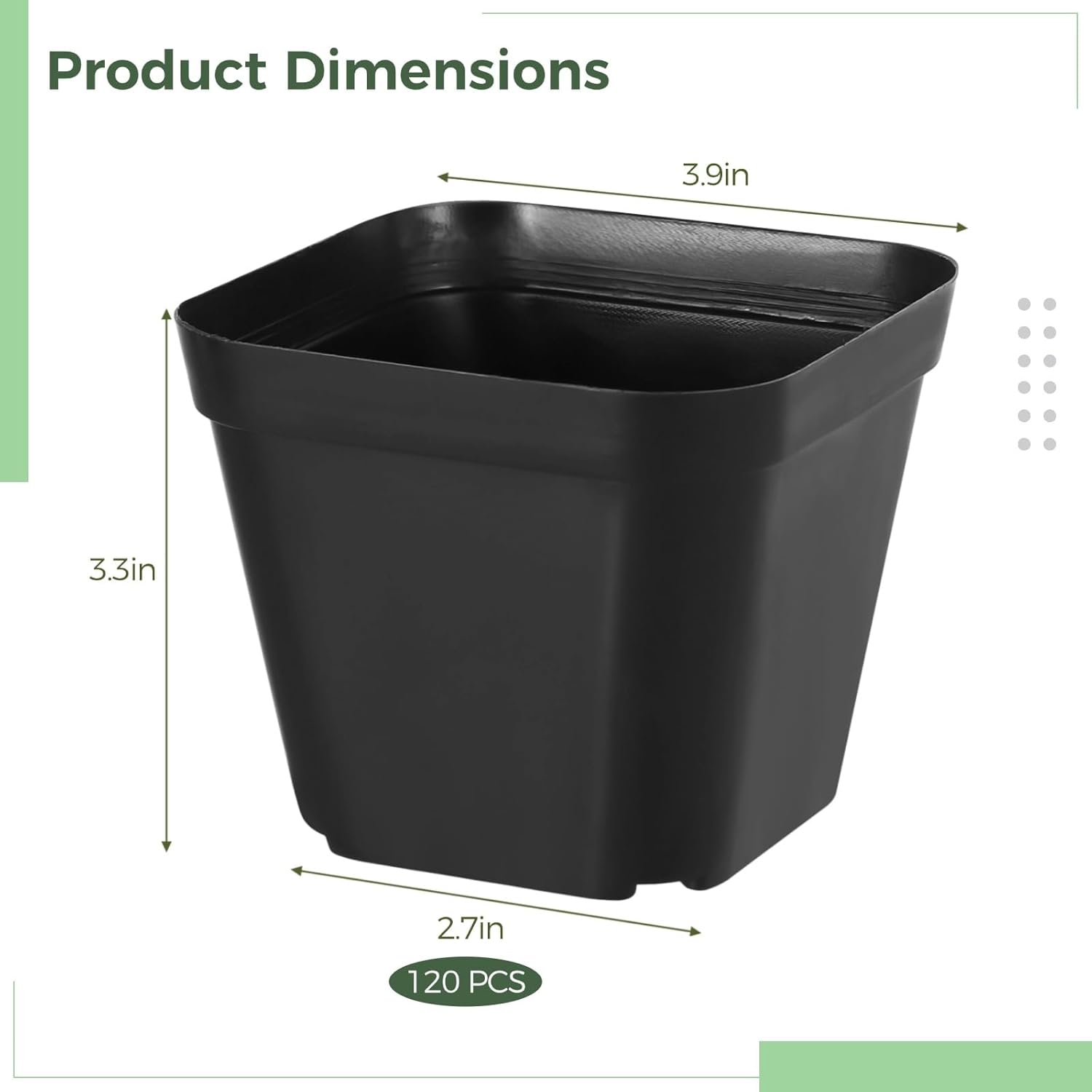 OMISTAR 120 Pcs Small Square Plastic Nursery Pots - 4 Inch Seedling Plant Pots with Drainage Holes, Reusable Grow Containers for Succulent Propagation, Flowers, Bulk Seed Starting Kits - Image 5