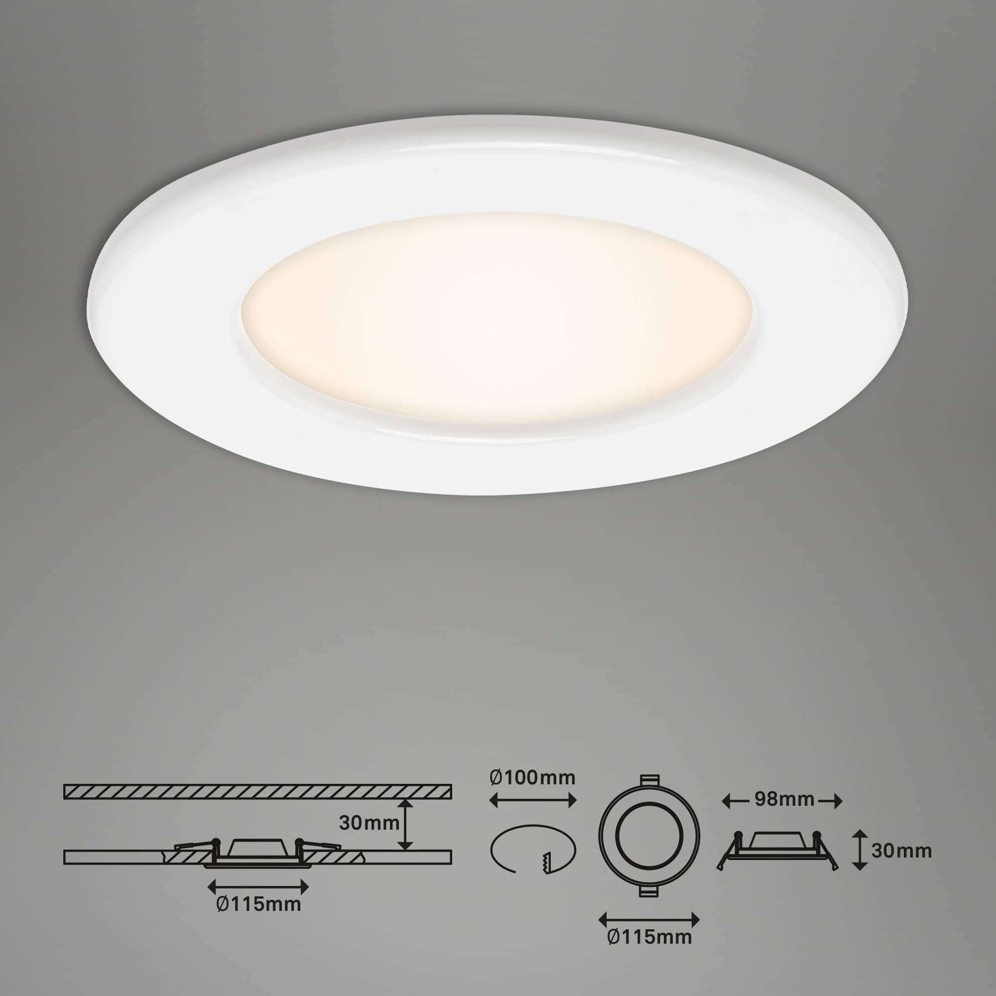 Set van 3 Inbouw Ledspot Praag Wit, 5 Watt, Dimbaar, Warm Wit licht