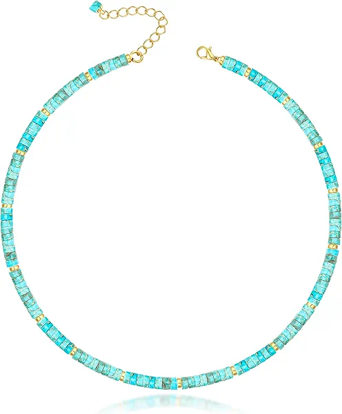 MIDDLUX Heishi Style Gemstones/Natural Pearls Beaded Choker Necklace for Women, Handmade Jewelry Gifts for Her