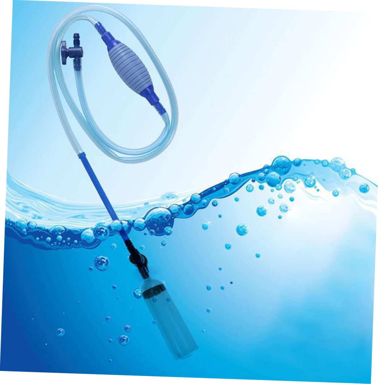 GRIRIW 2.7m Long Aquarium Water Changer Siphon Pump with Hose Tank Cleaner Gravel Cleaning Nozzle Included Random Color