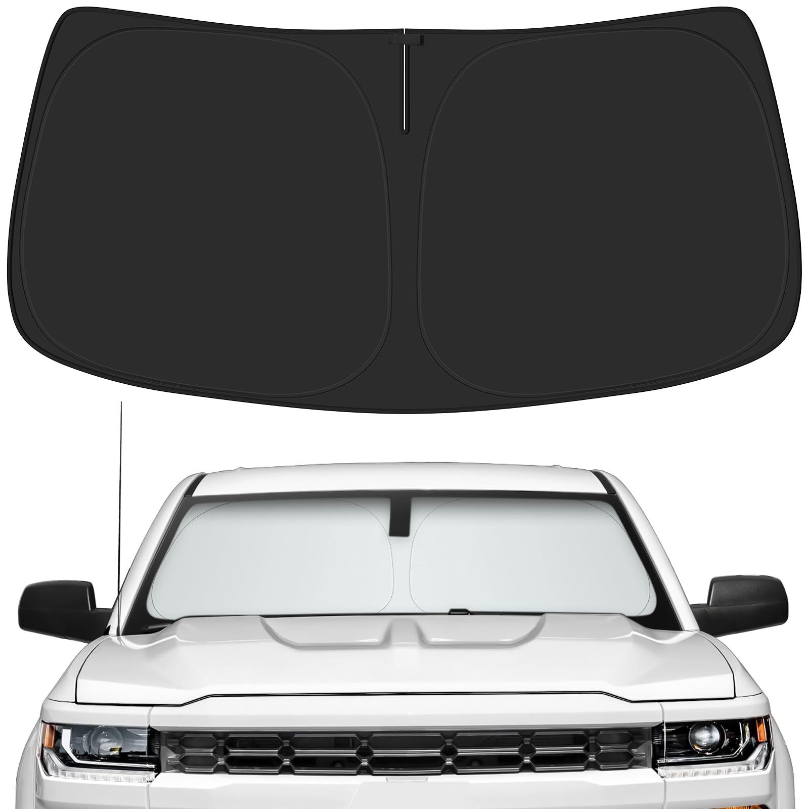 Car Windshield Sun Shade for Chevy 2014-2018 Silverado 1500 for GMC 2014-2018 Sierra 1500 Accessories OEM Design Reflective