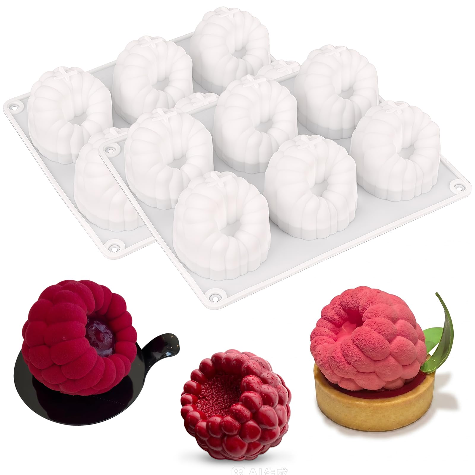 Photo 1 of Wrbin 2 Pack Raspberry Molds Silicone, 3D Fruit Silicone Molds