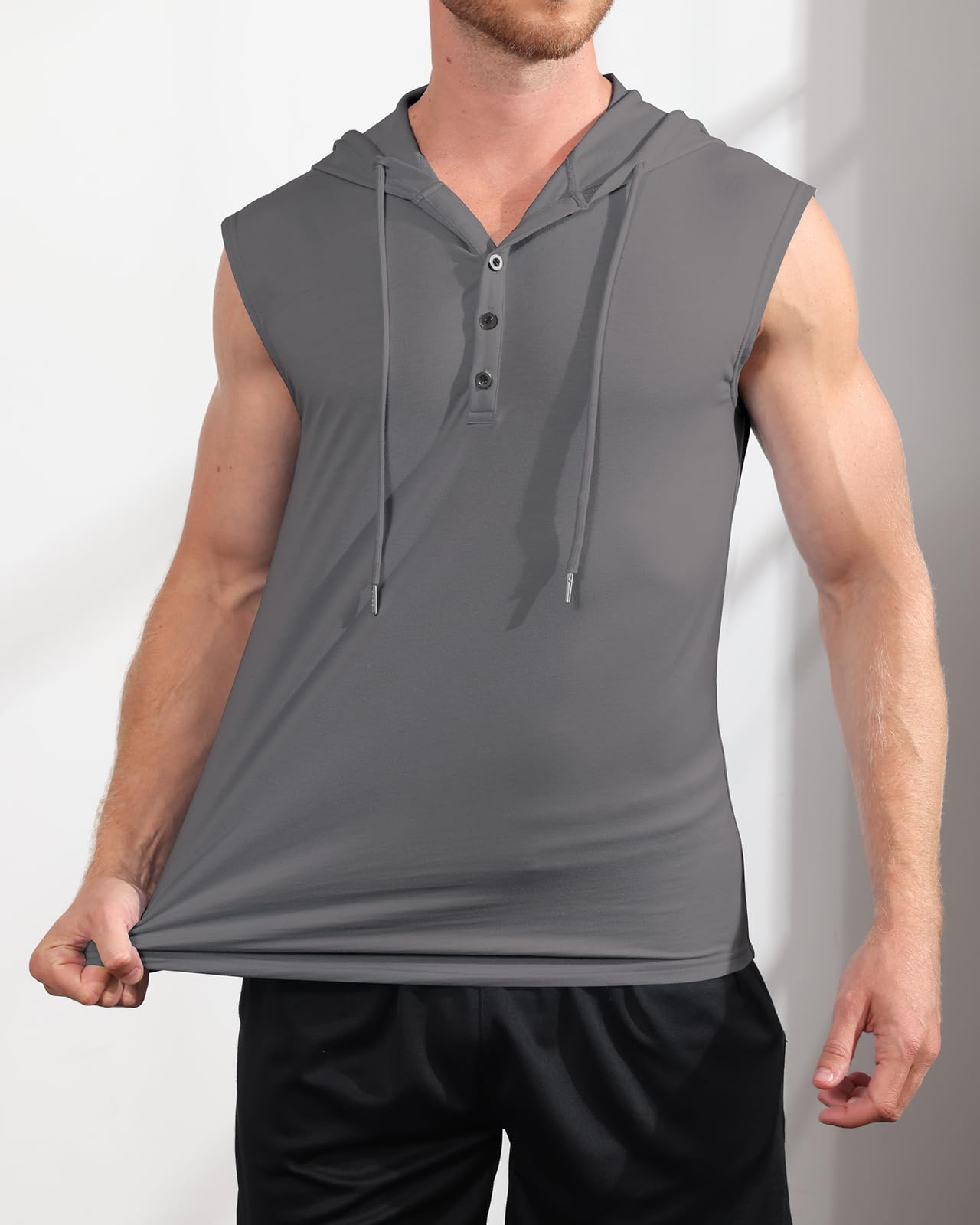 PRIVIMIX Canotta Uomo con Cappuccio Canottiera Palestra Estiva Felpa Maglietta Senza Maniche Bodybuilding Fitness Sportiva M-3XL