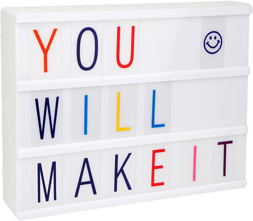 LitEnergy Customizable Cinematic LED Message Box with White Shell and 90 Multi-Colored Letters