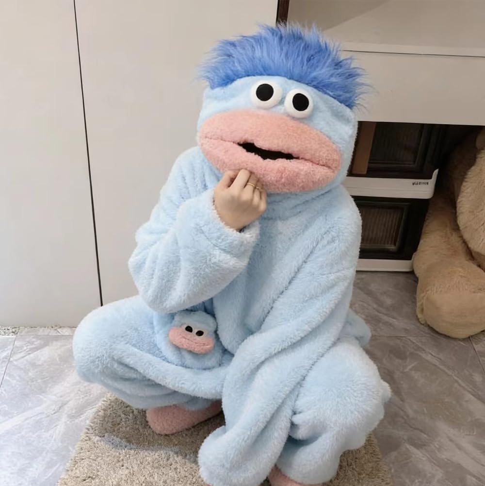 Big mouth monster onesie, monster onesie, warm home loungewear, plush pajamas, funny pajamas