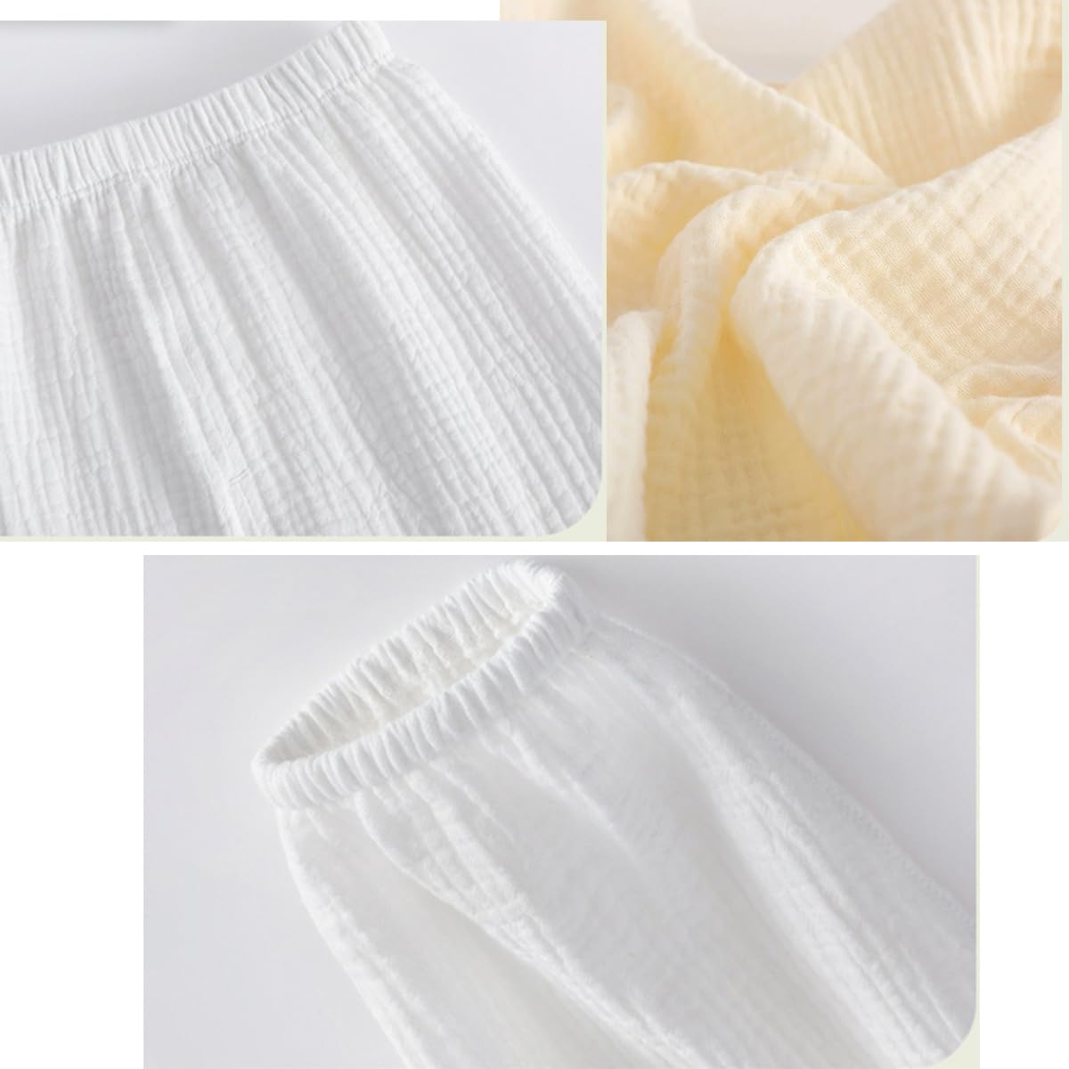 Set di 3 pantaloni da bambino in chiffon di cotone casual 3 mesi - 3 anni, pantaloni a sbuffo in garza di cotone ragazza abbigliamento estivo pantaloni da jogging taglio sciolto
