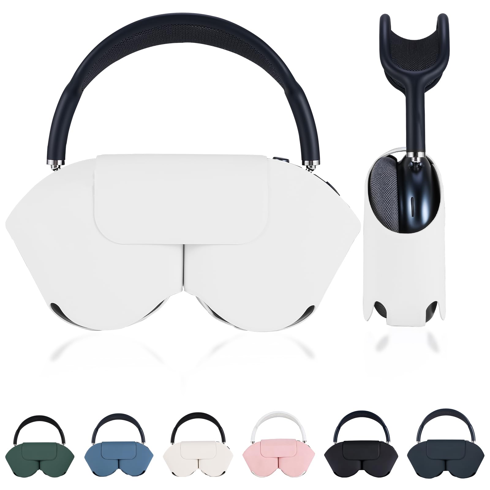 Lukvcoe inteligentne etui, Etui do Apple Airpods Max słuchawek, akcesoria z trybem uśpienia, wykonane ze skóry PU, oryginalny zamiennik etui do Airpod Max (Biały)