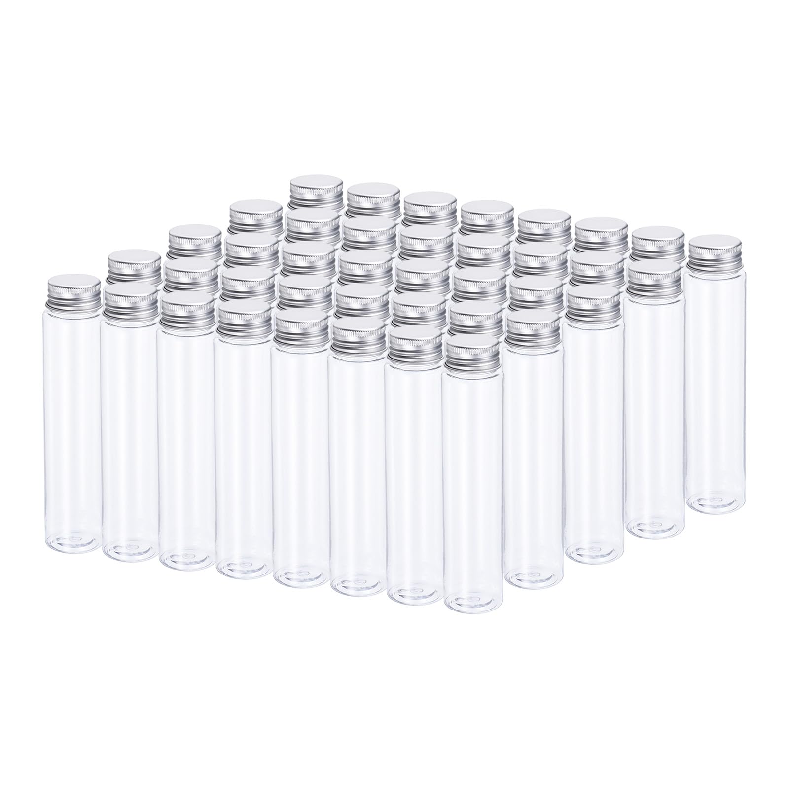 PATIKIL 40pz 110ml Plastica Provette con Vite Tappi 155x33mm Alluminio Coperchio per Esperimenti scientifici Esperimenti Festa Decorazione Caramelle Perline Conservazione Bagno Sale