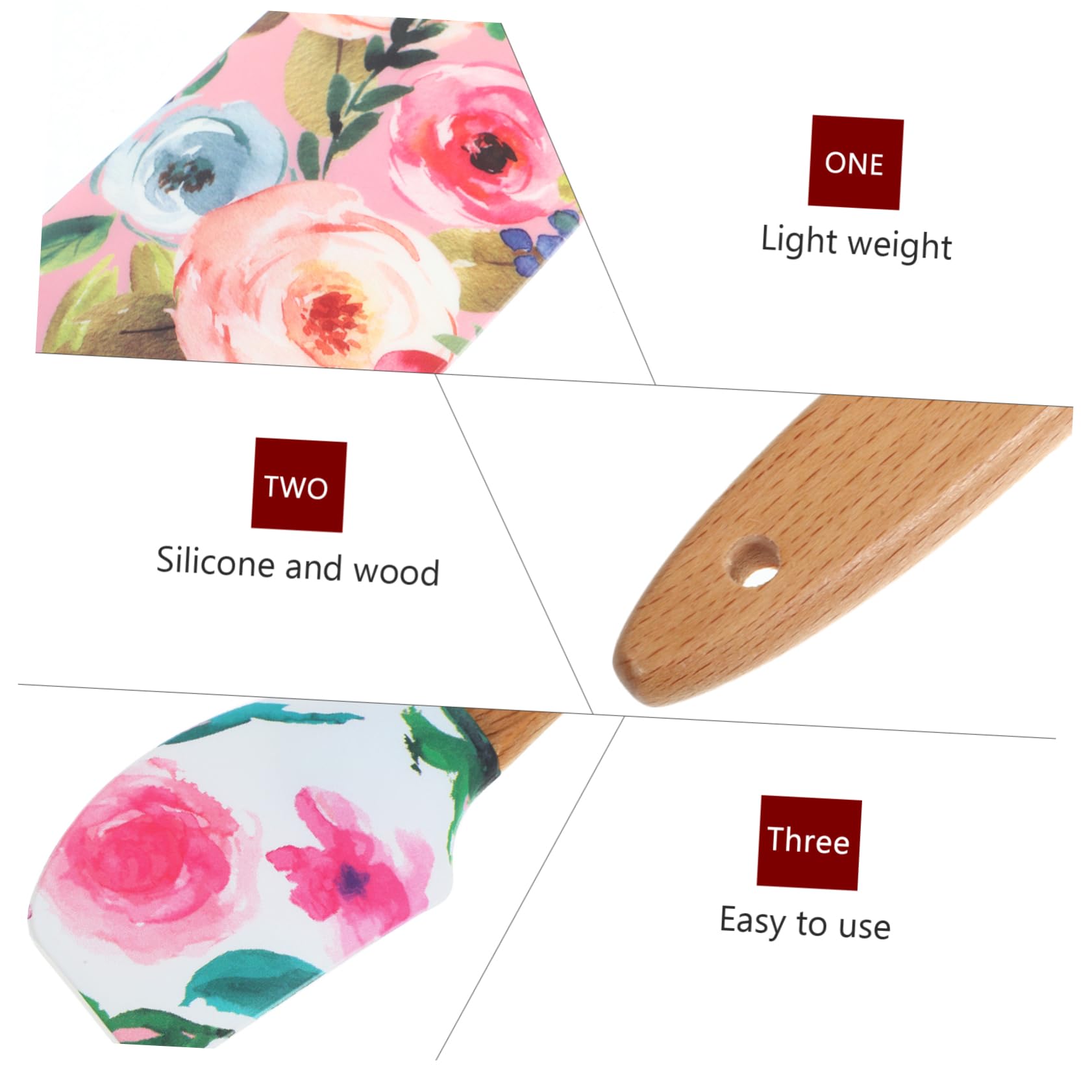 Cabilock 3 Juegos Espátula De Silicona Crema De Pastel Raspador De Pasteles Aplicador Silicona Espatula Esparcidor De De Espátula Para Hornear Madera 2 Piezas * 3
