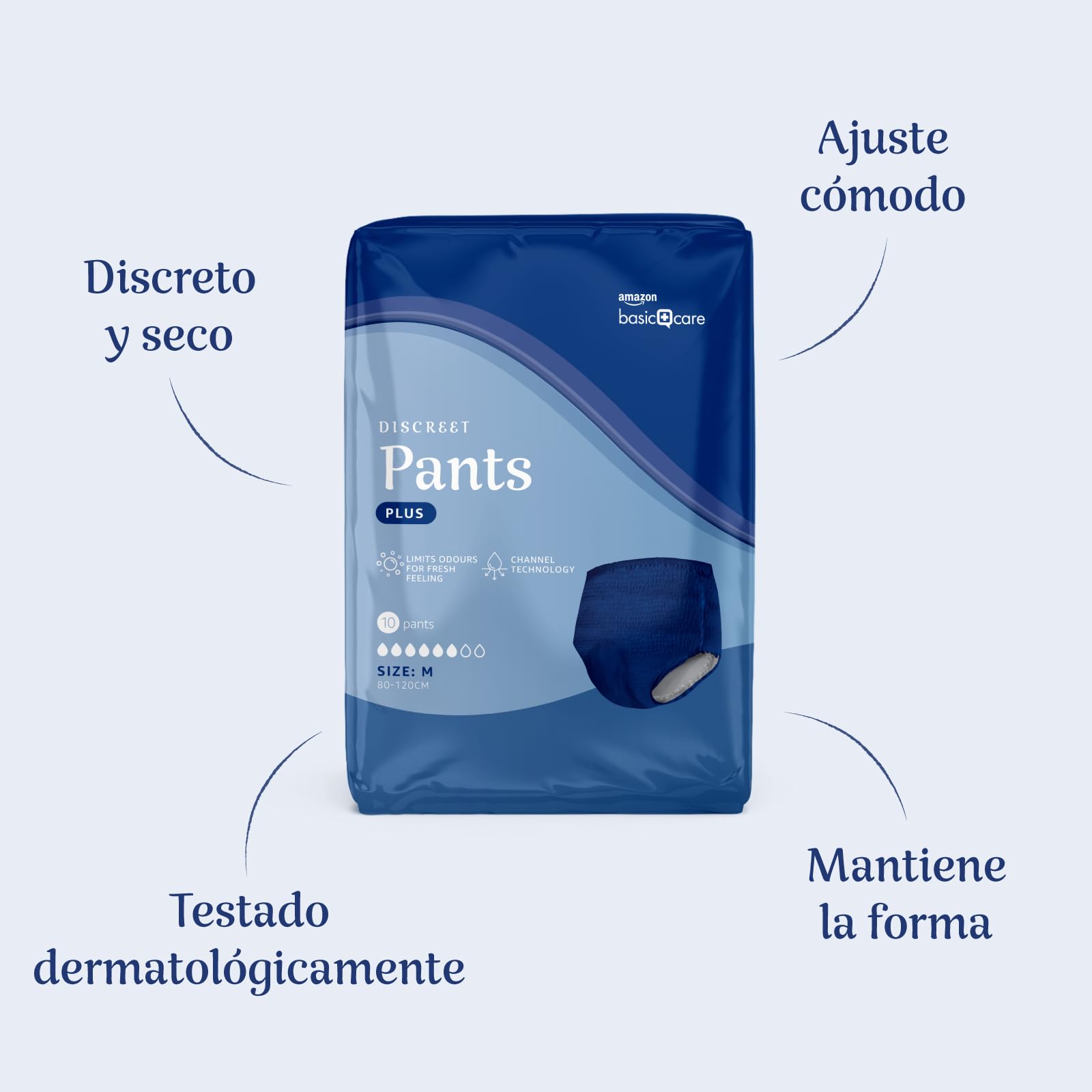 Amazon Basic Care Pant Hombre Plus M – 40 Unidad (4 Paquetes de 10), Azul