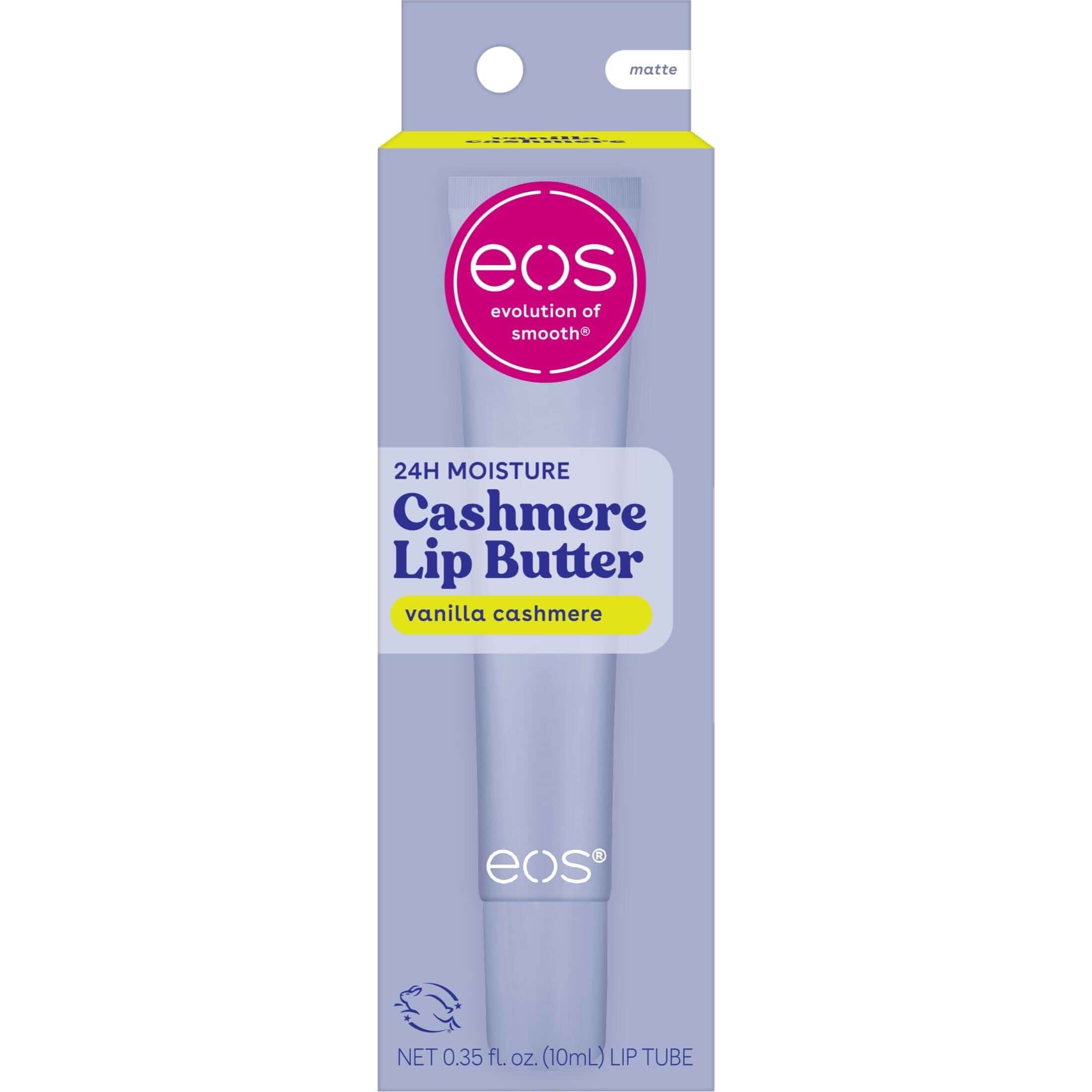 eos Vanilla Cashmere Plumping Peptides & Shea Butter Lip Butter, 0.35 fl oz Blend of Whipped Vanilla & Caramel, Made With Performance-Level Peptides & Rich Butters, Cruelty-Free, Locks in Moisture