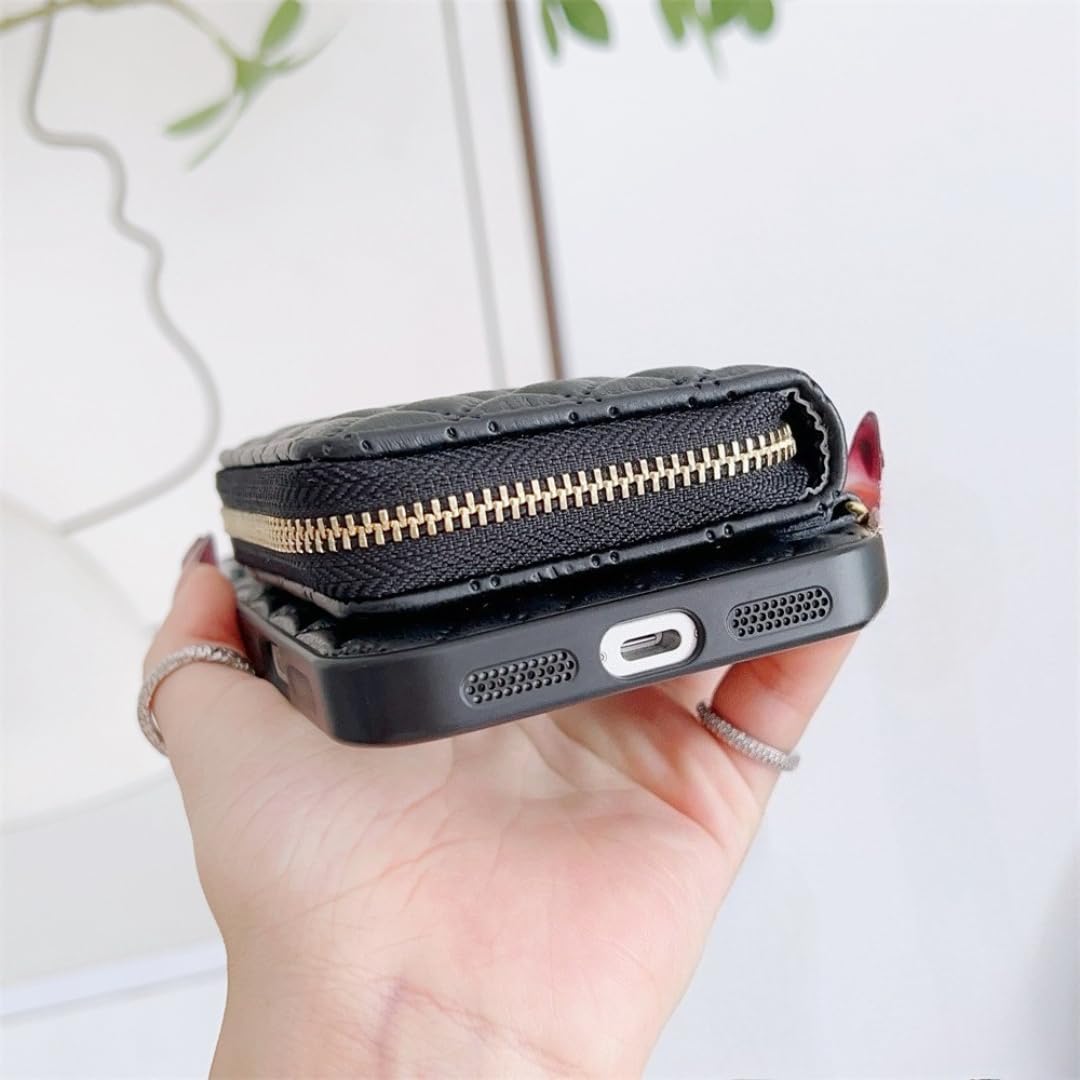 Étui Portefeuille de Luxe à Fermeture éclair avec Porte-Cartes pour iPhone Air (pour iPhone Air/Noir)