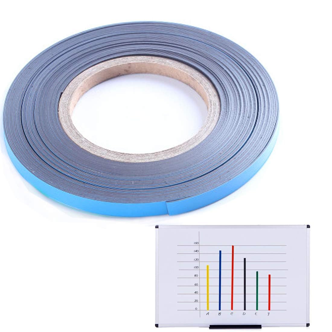 Rolka taśmy magnetycznej, kolorowe, cienkie paski, magnes, suchościeralna, tablica graficzna, 10 mm, 10 m, do oznaczania siatki, magnetyczna taśma samoprzylepna (niebieska)