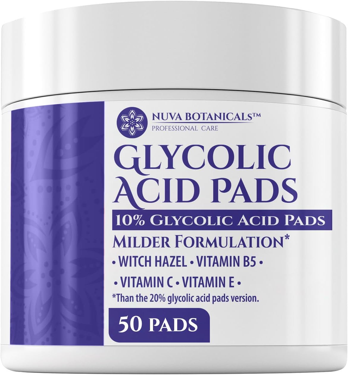 10% Glycolic Acid Pads (50 Pads) - Exfoliating Pads for Face Chemical Peel for Face at Home - Glycolic Acid Peel Exfoliating Face Pads - Acne Pads Facial Peel Face Exfoliating Pads with Vitamin C