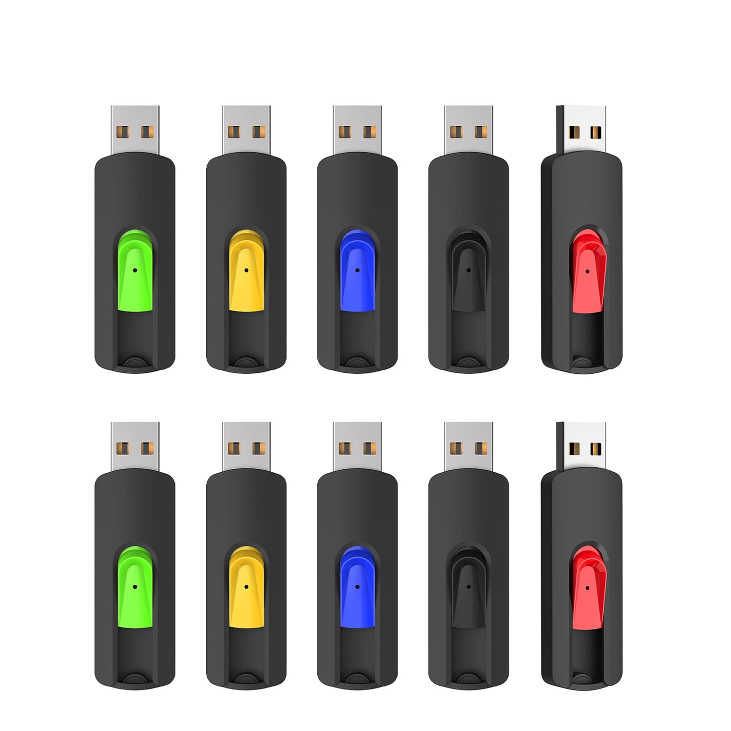 16GB USB 3.0 Flash Drive 10 Pack USB Flash Drives Thumb Drive Jump Drive MONGERY Retractable Slide Zip Drive Memory Sticks Data Storage for PC, Mac (5 Mixed Colors)