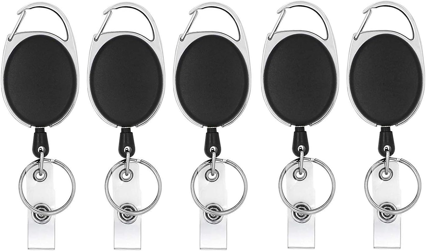 Hotrate Professional Heavy Duty Retractable ID Badge Holder Carabiner/Key Reel Clip with Retractable Kevlar Cord s2
