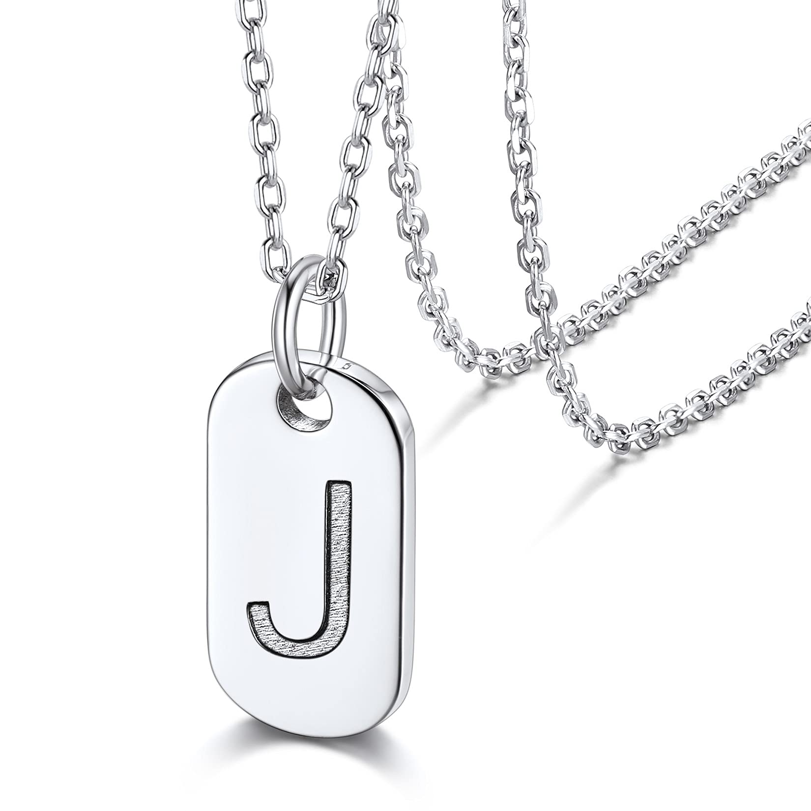 Silvora Esterlina Plata Chapa Pequeña con Números de Suerte 0-9 / Letras A-Z para Colgantes Iniciales, Collar Gargantilla 46cm Largo para Mujeres Hombres Muchachas (con Caja de Regalo)