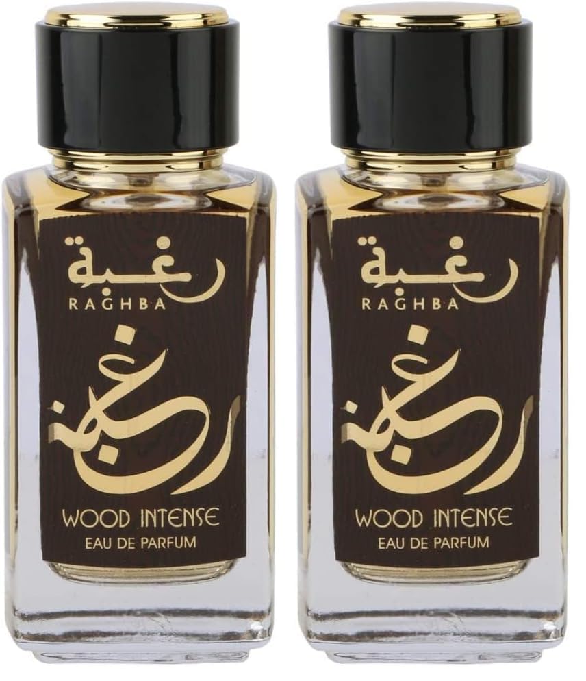 Lattafa Raghba Wood Intense for Unisex Eau de Parfum Spray, 3.4 Ounce (Pack of 2)