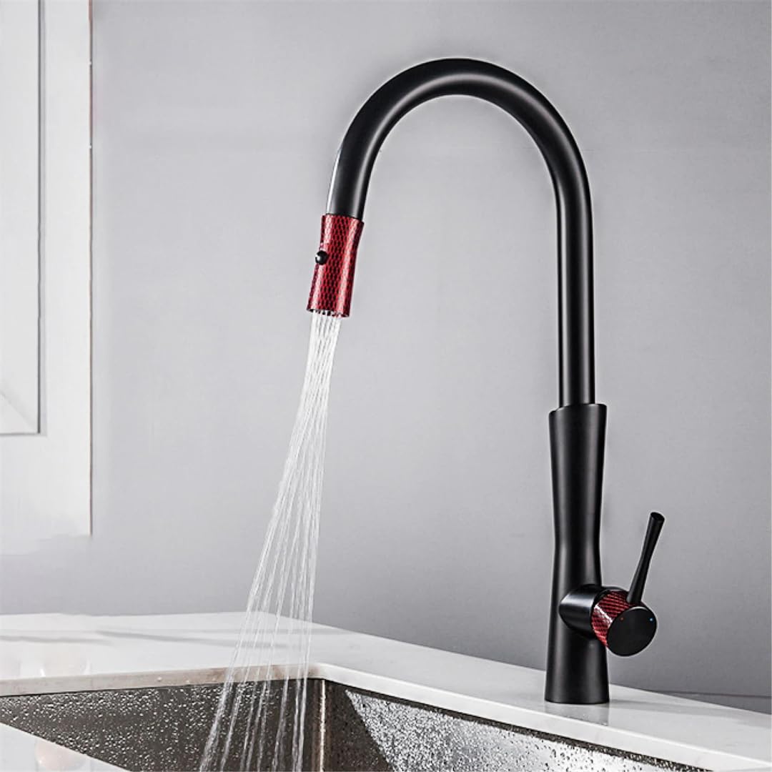 Schwarz-goldener Küchenarmatur mit Dual-Modus-Ausgang, Einhandgriff für Wasserkühlung und Heizungssteuerung