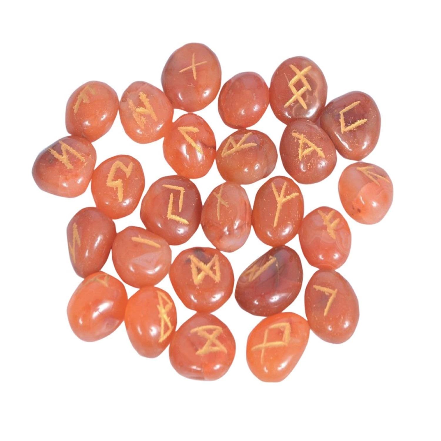 Red Carnelian Rune Set Polished Stone Engraved Symbol 25 pcs Set Crystal Reiki Chakra Healling Gemstone-image-22
