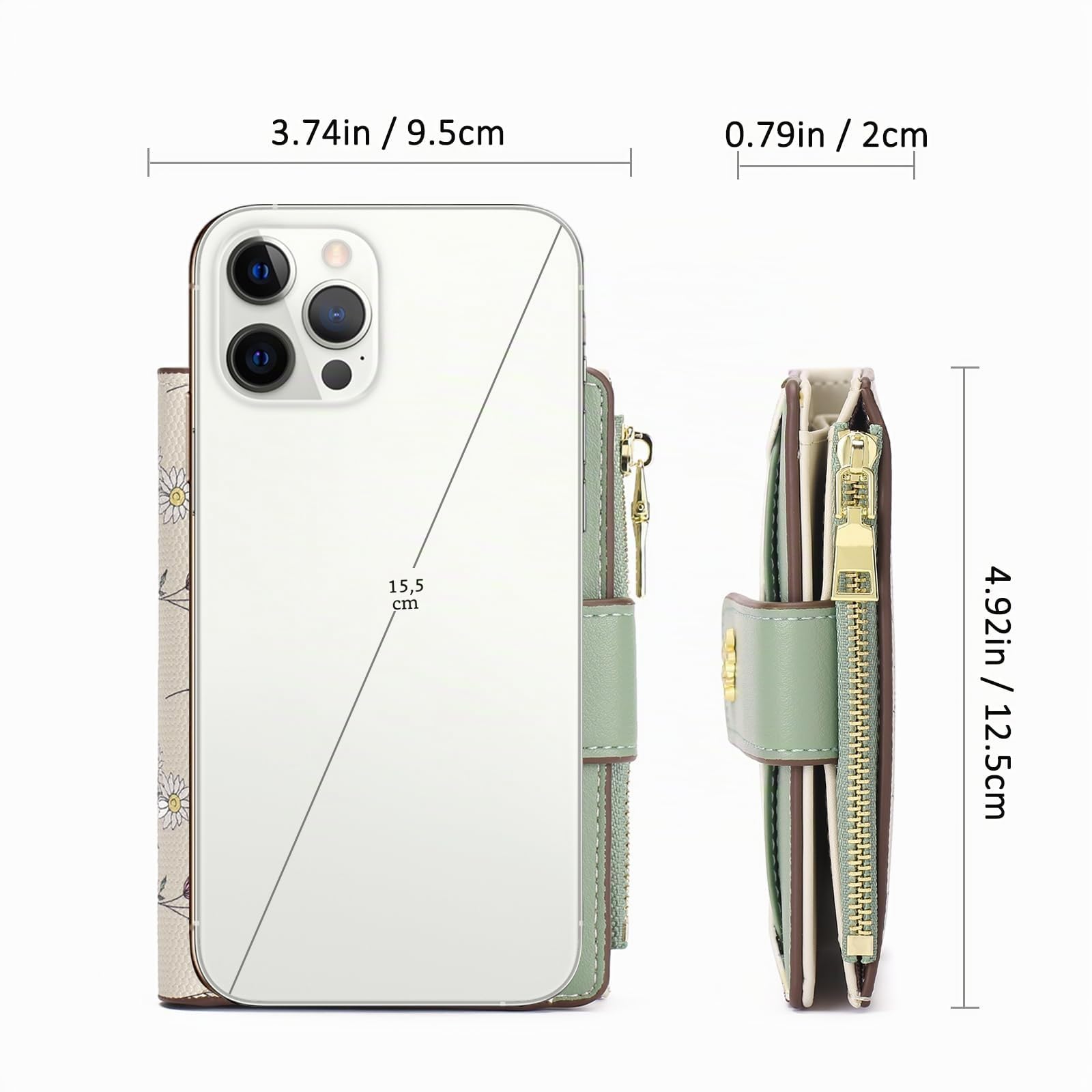GAEKEAO Petit Portefeuille Femme Blocage RFID Cuir Bifold Porte Carte à Fermeture éclair Titulaire de Carte de Crédit avec Fenêtre d'identification