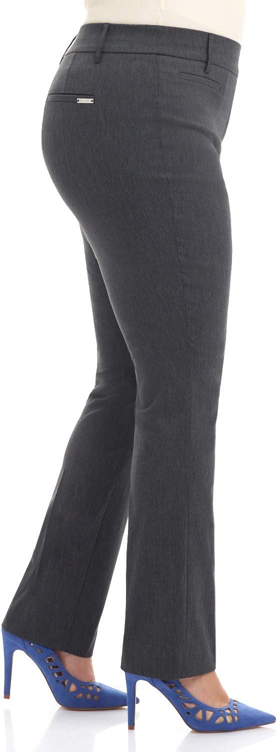 Rekucci Curvy Woman Ease into Comfort Plus Size Straight Pant w/Tummy Control (20W Short, DK Charcoal) - Image 3