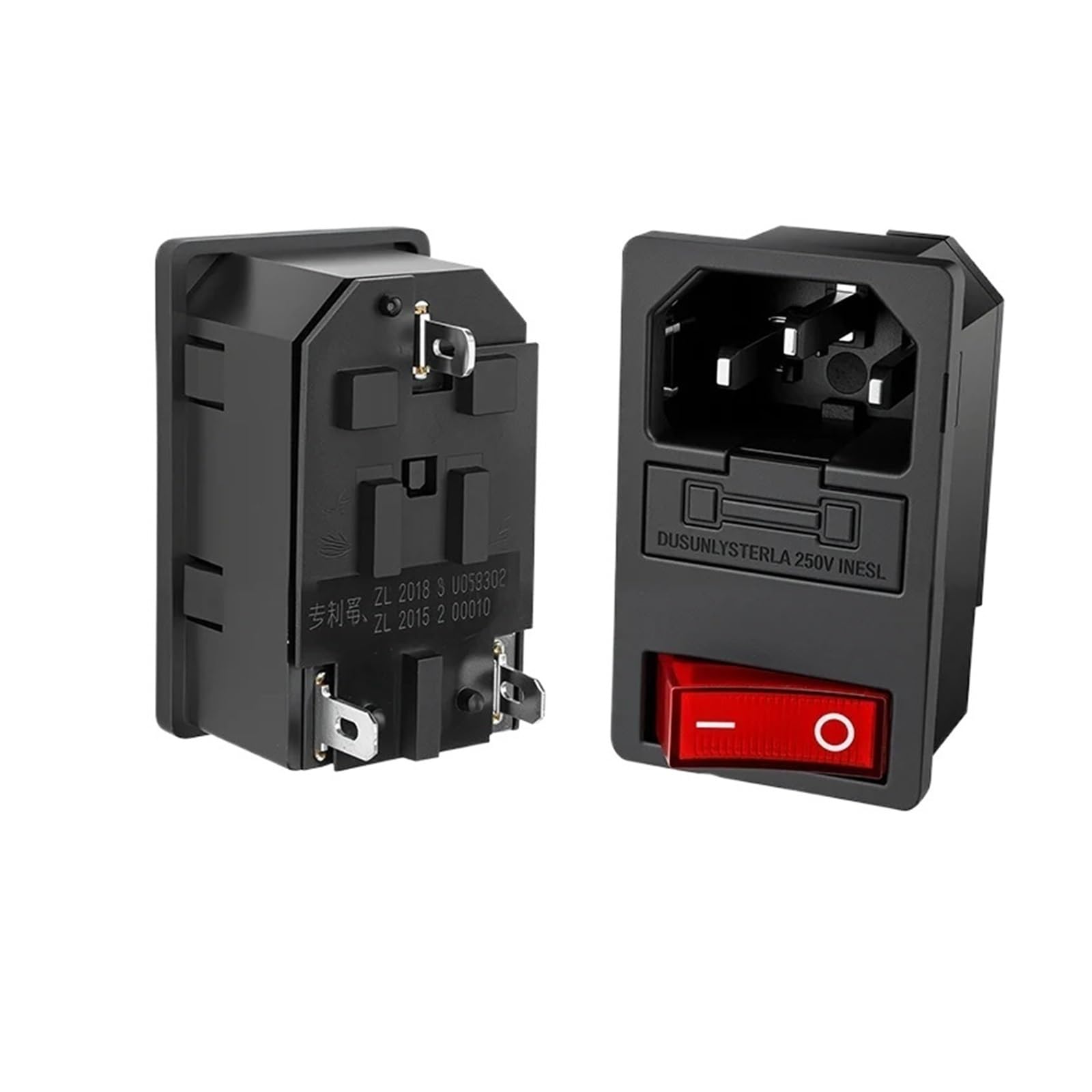 Przełącznik kołyskowy | 5/20 sztuk AC Connector With Fuse And Red Indicator Female 3 Pin For DIY Electric (AC-01B-1.20PCS)