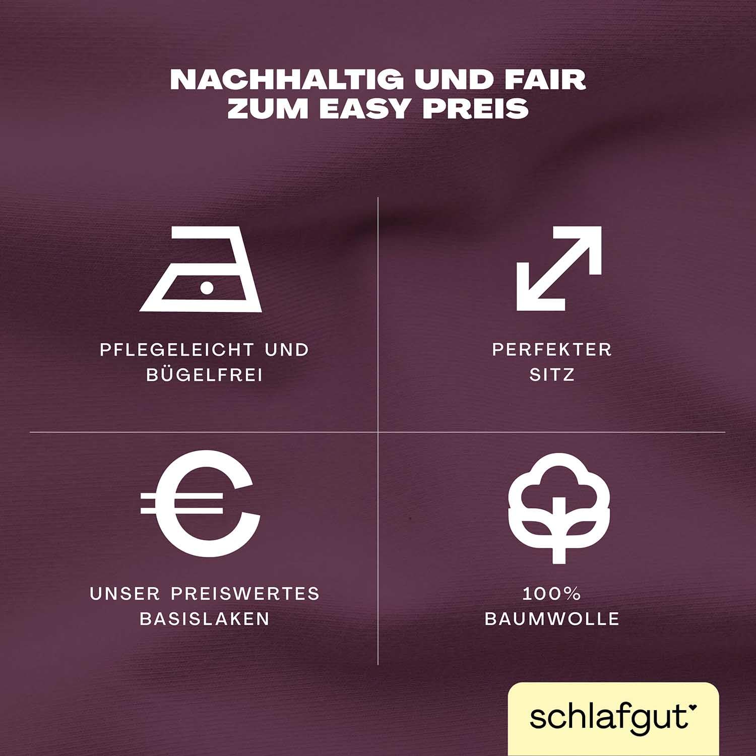 Schlafgut Easy Jersey Spannbettlaken 180x200 bis 200x200 Purple Deep, Spannbetttuch aus 100% Baumwolle