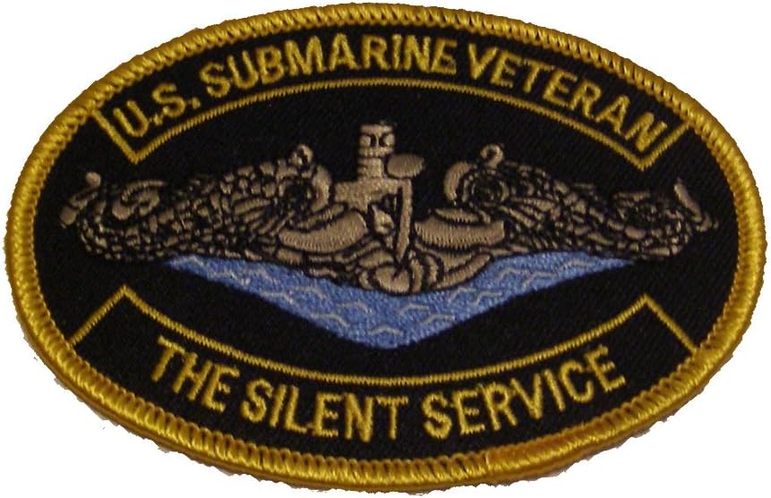 US SUBMARINE VETERAN THE SILENT SERVICE OVAL PATCH- Yellow Silver and Blue on Black Background - Veteran Owned Business
