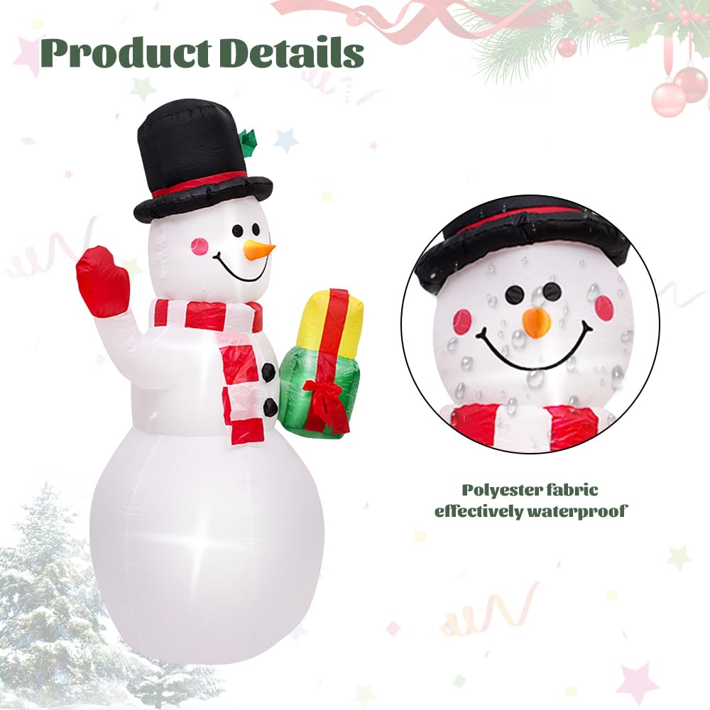 Muñeco de nieve (180 cm, con luz LED, decoración para jardín, césped, fiesta de vacaciones, color negro