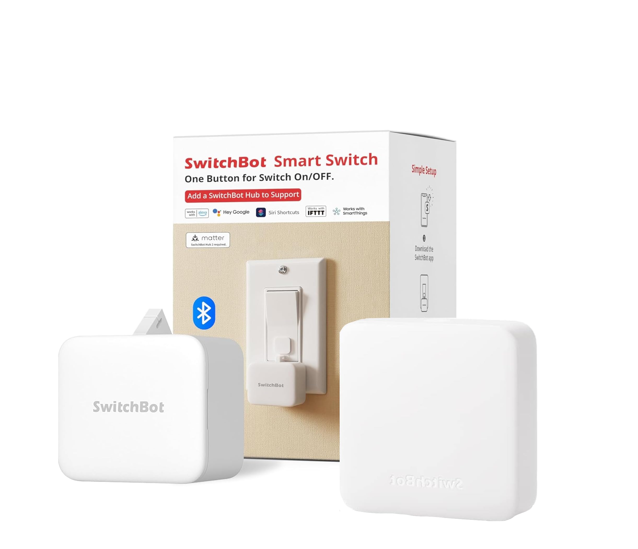SwitchBot Bot e Hub Mini Set (Bianco) - Kit Domotica per Interruttori e Pulsanti, Controllo Vocale e App, Compatibile con Alexa, Google Home e Siri