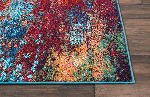 Nourison Celestial Red/Blue Atlantic 2'2" X 7'6" Area -Rug, Contemporary, Abstract, Easy -Cleaning, Non Shedding, Bed Room, Living Room, Dining Room, Kitchen, (8' X Runner) #TOP2