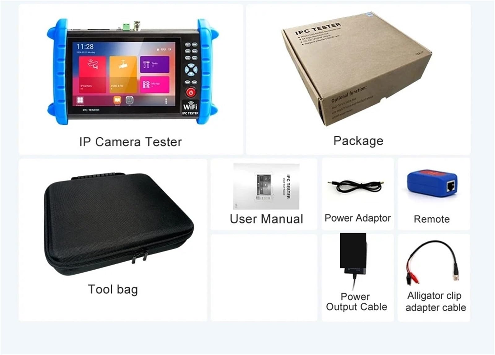 Tester per cavi, NF-722 4K 8K HDMI VGA PoE Monitor CCTV Tester IP Camera AHD Mini 7 pollici CFTV Cable Strumento IPC722 ATCHS,per la casa